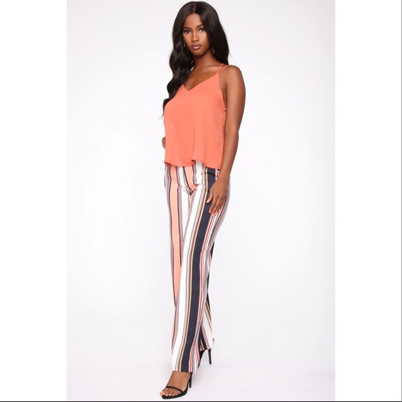 Fashion Nova More Stripes Flare Pants - Salmon - Picture 6 of 10
